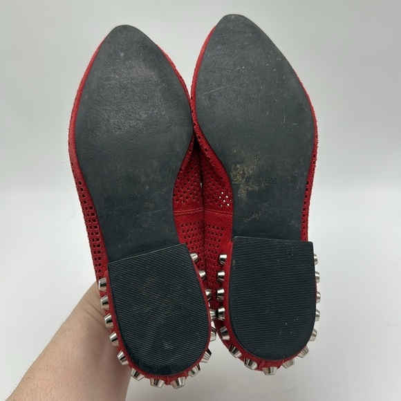 Jeffrey Campbell Barnett Studded Red Suede Leather Perforated Loafer size 6 - Picture 2 of 5